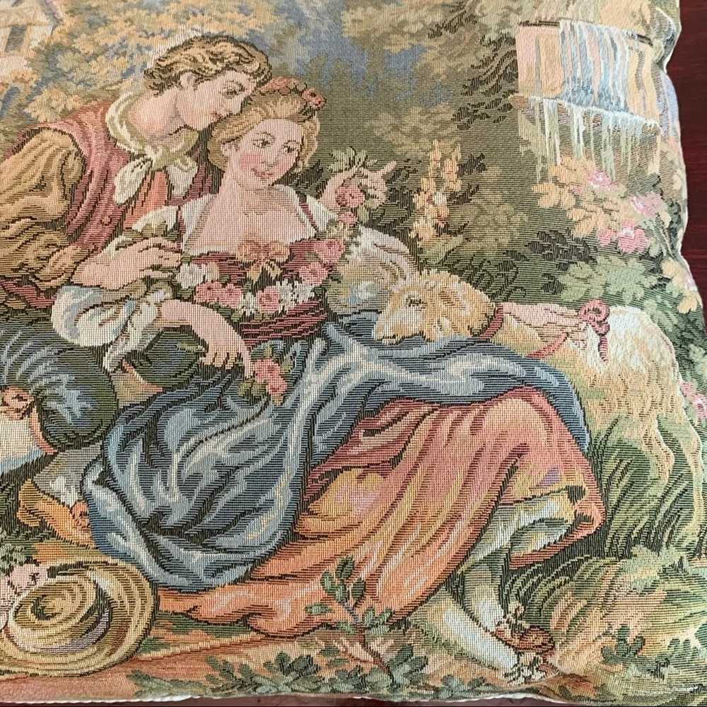 Vintage Italian tapestry decorative throw pillow
